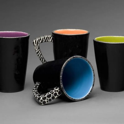 Ceramic Black and White Coffee Mugs