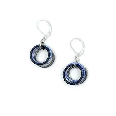 Blue Black Silver Loop Earring