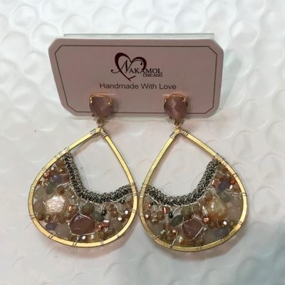 Gold Teardrop Stone Earring