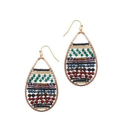 Gold Teardrop Mixed Stone Earring