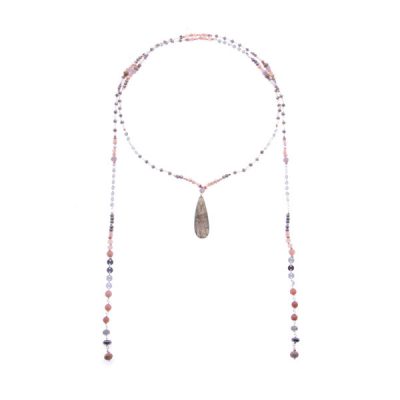 Neutral Stone Lariat with Pendant