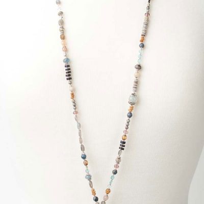 Cascades Unique Handcrafted Long Peach Moonstone Pendant Necklace