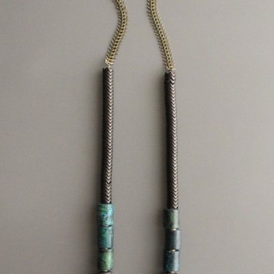 29" Stone and Brass Necklace