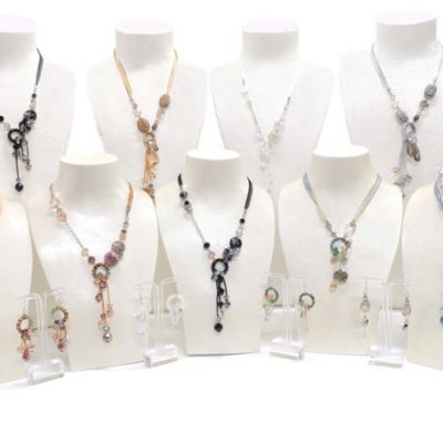 Silk Ribbon Crystal Necklaces