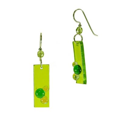 Blue Green Glass Bubble Earring