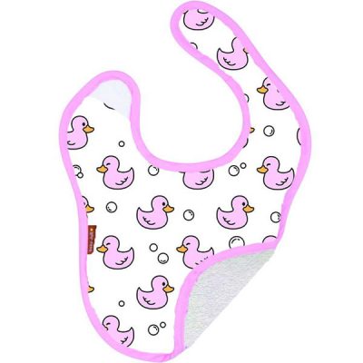 Large Feeding Plush Bib - Pink Ducks
