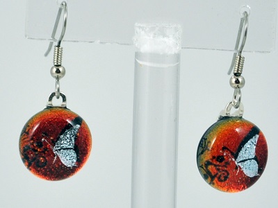 Round Butterfly Dichroic Glass Earring