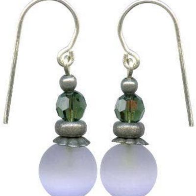 Bubbles Frosted Amethyst Glass Earring