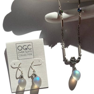 Iridescent Gray Glass Jewelry Set