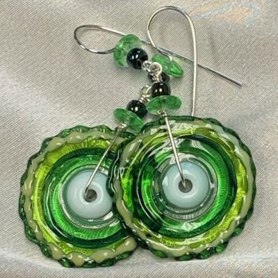 Classic Glass Disk Earring - Green