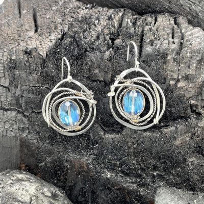 Sterling Silver Crystal Nest Earrings