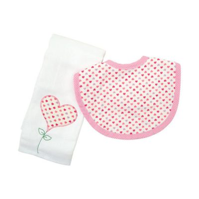 Heart Balloons Bib-Burp Box Set