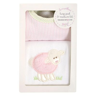 Pink Lamb Onesie-Burp Set
