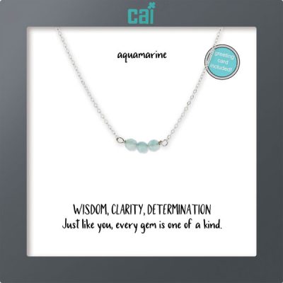 Silver Dainty Aquamarine Bar Necklace