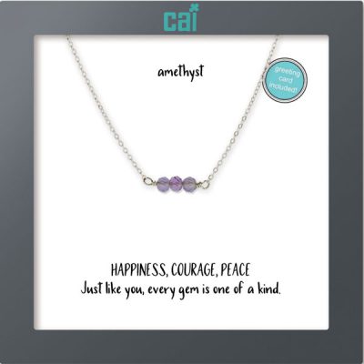 Silver Dainty Amethyst Bar Necklace