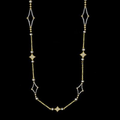 36" Gold and Black Diamond shape Necklace