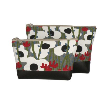 Combo Gray Floral Duo Cosmetic Clutch