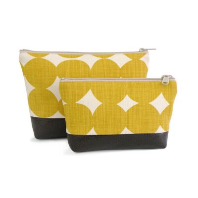 Duo Cosmetic Clutch Yellow Dots
