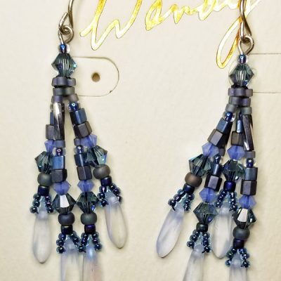 Dangle Steel Blue Beaded Earring