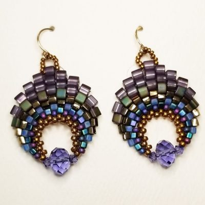 Medium Purple-Blue Beaded Earring