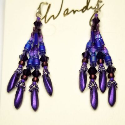 Purple Dangle Beaded Earring