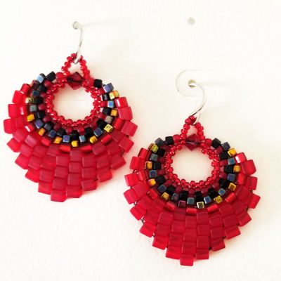 Red Beaded Earring