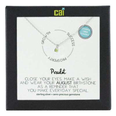 Silver Peridot Raw Birthstone Necklace