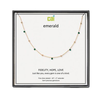 Gold Emerald Satellite Gemstone Necklace