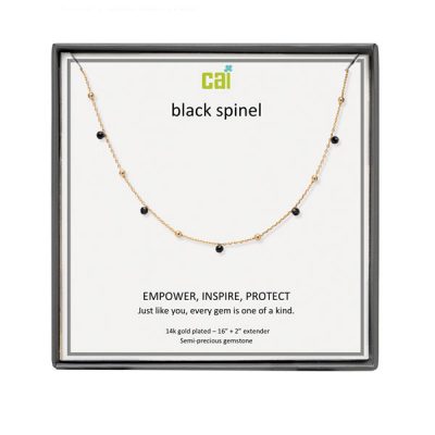 Gold Black Spinel Satellite Gemstone Necklace