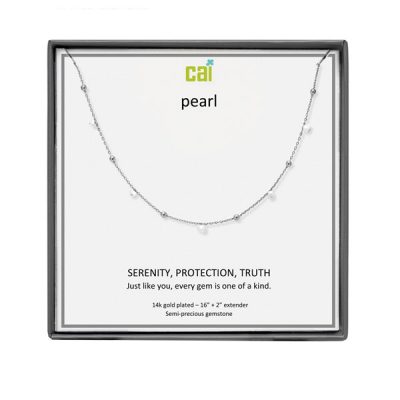 Silver Pearl Satellite Gemstone Necklace