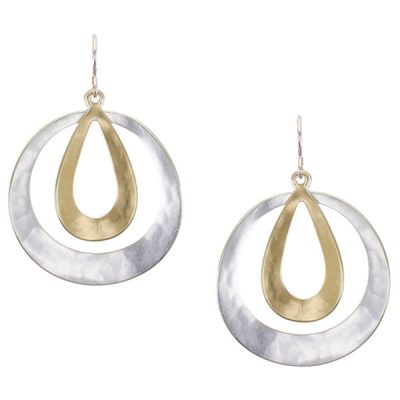 Large Curved Teardrop and Ring Wire Earring