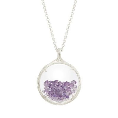 Small Shaker Birthstone Necklace - February, Amethyst