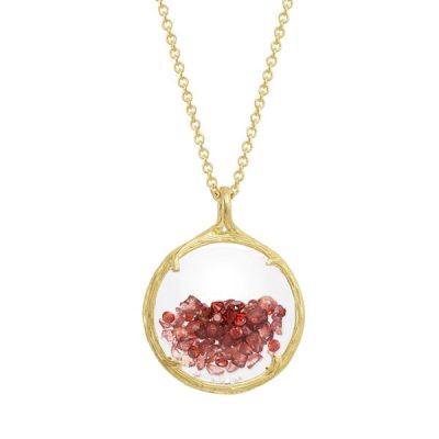 Small Shaker Birthstone Necklace - January, Garnet