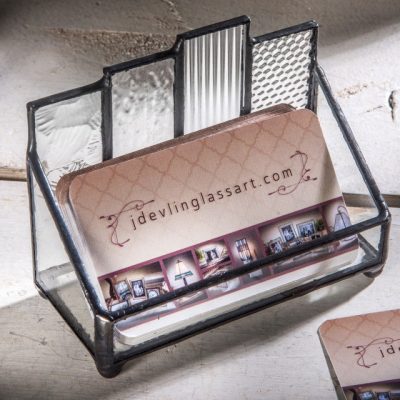 Textured Clear Glass Business Card Holder