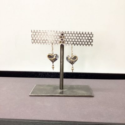 Gold-Silver Wirewrapped Heart Earring