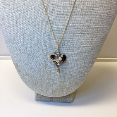 Gold-Silver Wirewrapped Heart Necklace