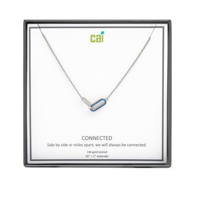 Blue Pave Stone Always be Connected Necklace