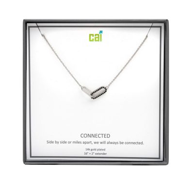 Black Pave Stone Always Be Connected Necklace