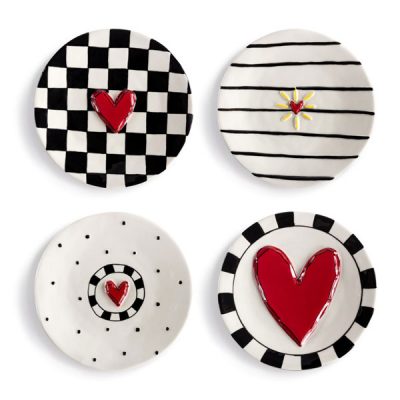 Red Heart Appetizer Plates