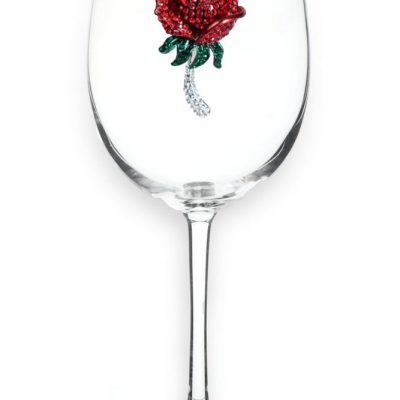 Red Rose Jeweled Wine Glass