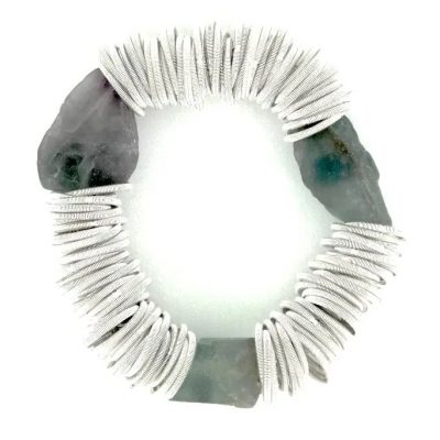 White Spring Ring Bracelet with Fluorite Stones