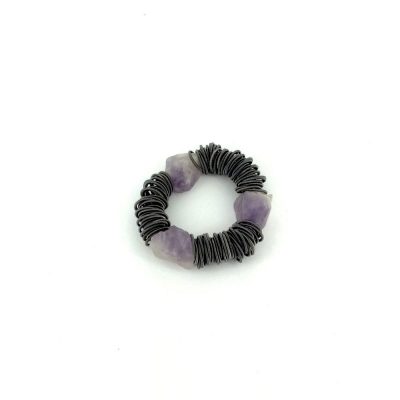 Slate Spring Ring Bracelet with Amethyst