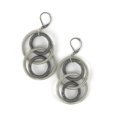 Slate and Silver Large Wire Loop Earring