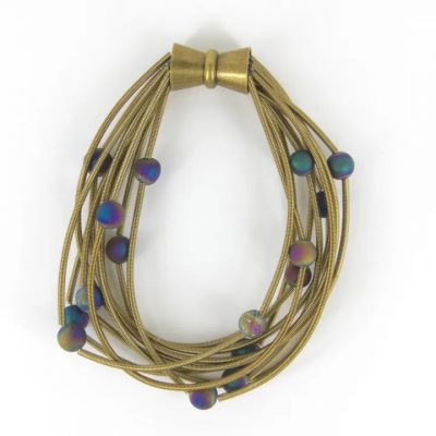 10 Layer Bronze Bracelet with Irri Geode