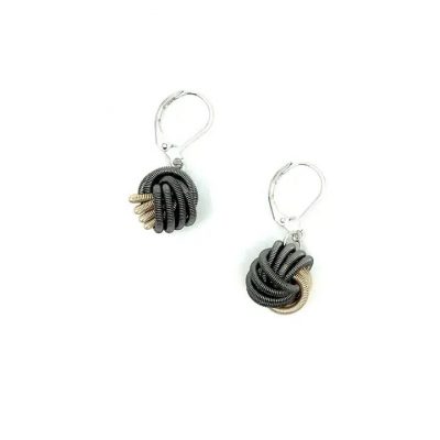 Champagne & Slate Piano Wire Knot Earring