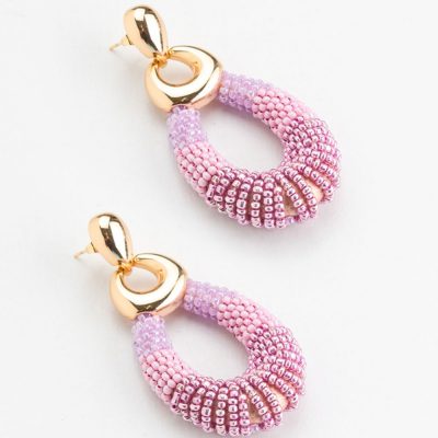 Mauve Ombre Seed Bead Teardrop Earrings