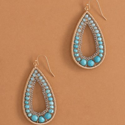 Turquoise Teardrop Beaded Earrings