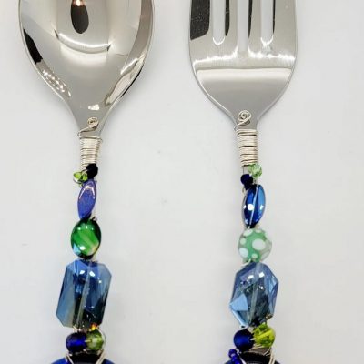 Beaded Salad Set - Cobalt/Lime