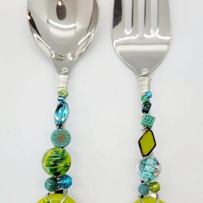 Beaded Salad Set - Lime/Lt Blue