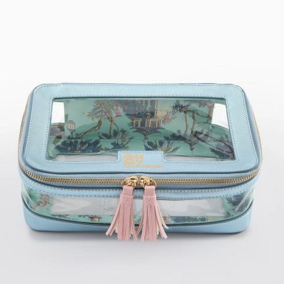 Metallic Light Blue Tile Storage Bag
